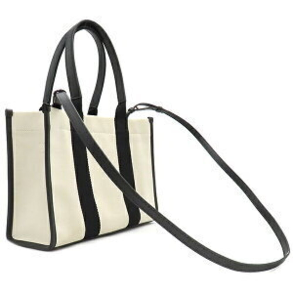 Balenciaga Tote Bag Hardware Canvas Leather Natural Handbag Shoulder Off-White - Picture 2 of 9